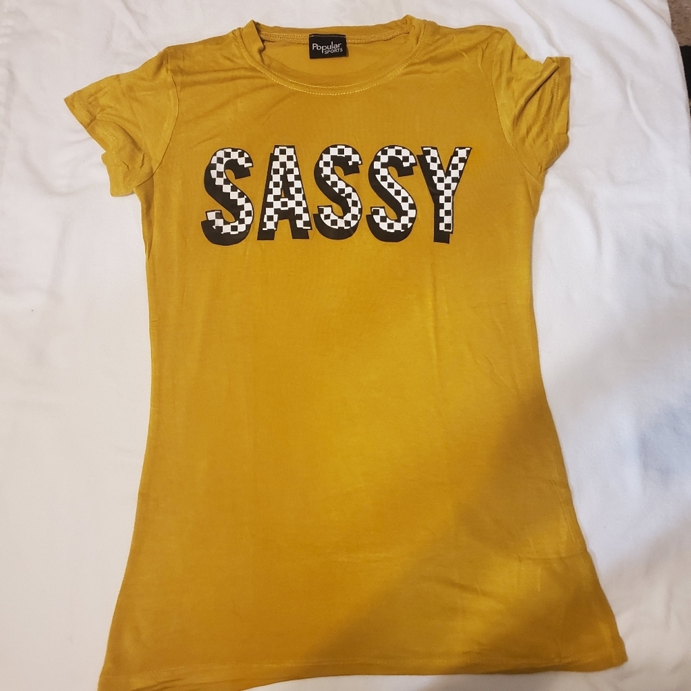 Mustard  graphic Sassy round neck tee basic tee